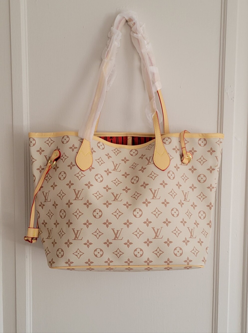Fashion Luxury Beige Monogram Tote Bag by